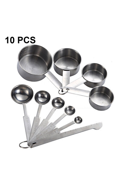 choice2 مجموعة من 10 أكواب قياس من UPORS، قابلة للتكديس، مصنوعة من الفولاذ ال...