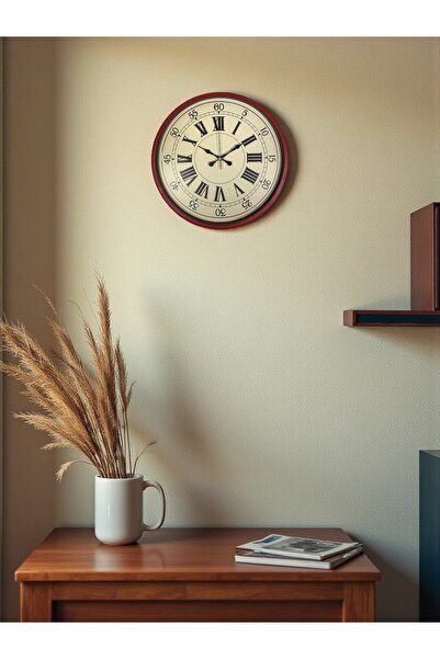 Marsilyan 36 cm Red Retro Wall Clock