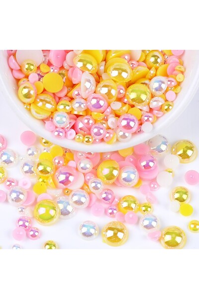 Choice12 3-10mm 10g Mix 3 Mix Color AB Half Round ABS Beads Pearl Flatback Be...