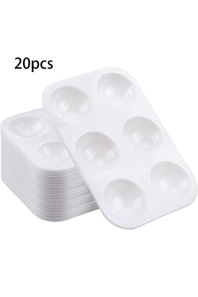 Choice5 20pcs 2/8/12/20/50/100 Pcs White Plastic Paint Palette 6 Well Waterco...
