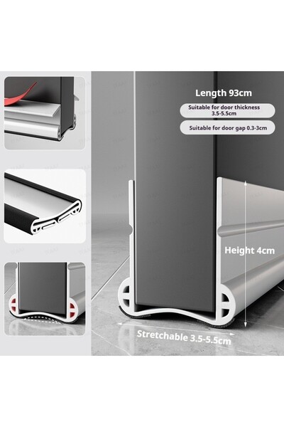 Choice10 شريط مانع للتسرب مرن أبيض مطور، مانع لتسرب الصوت من أسفل الباب، مقاو...