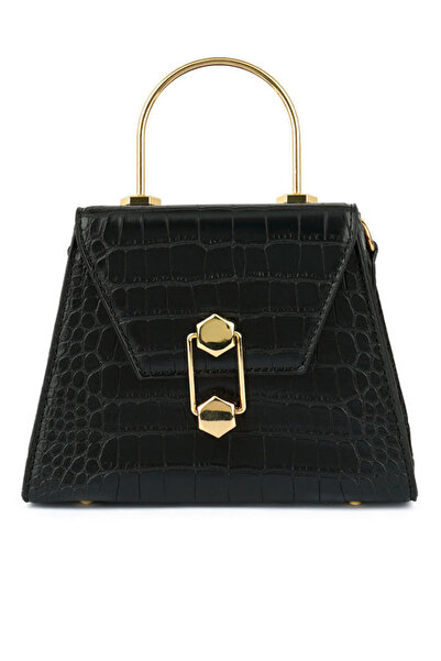 london Rag Women Black Croc faux Leather Sling Bag