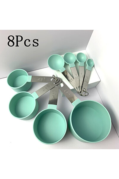 Choice4 طقم أخضر مكون من 8 قطع: كوب قياس متعدد الأغراض من البلاستيك، ملعقة قي...