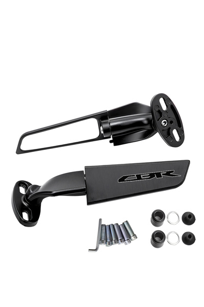 Choice1 مرآة رؤية خلفية سوداء للدراجات النارية، مصنوعة بتقنية CNC، بجناح ثابت...