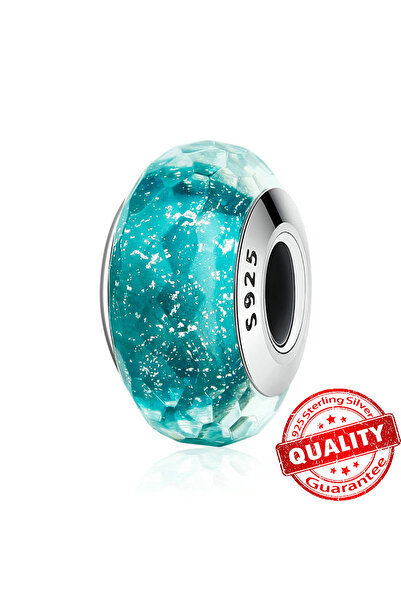 Choice38 LLZ008-GN Murano Glass Series 925 Sterling Silver Curved Feathers & ...