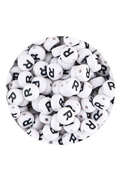 Choice55 200pcs R 50/100/200pcs/Lot 7x4mm White A-Z Round Alphabet Acrylic Le...