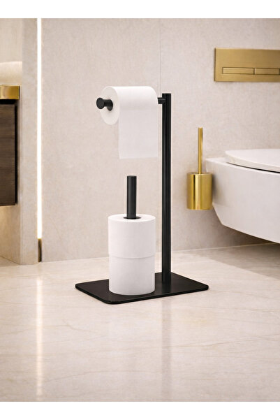 BERFİNO Black Metal Toilet Paper Holder – Freestanding Wc Paper Stand |   Rep...