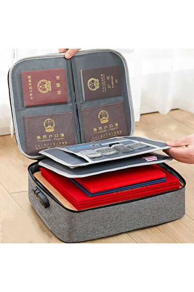 choice2 Grey With Lock 3-Layer Dument Organizer Briefcase Folder Holder Men's...