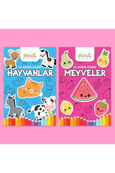 STAAU Çocuk Ilk Boyama Kitabım 2'li Set - Hayvanlar / Meyveler