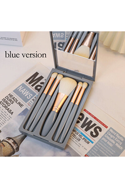 Choice6 مجموعة فرش مكياج صغيرة مكونة من 5 قطع مع مرآة - فرش تجميل متعددة الوظ...