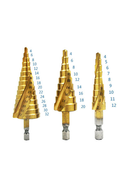 Choice3 Spiral4-12 4-20 4-32 HSS Titanium-Coated Spiral Groove Step Drill Bit...