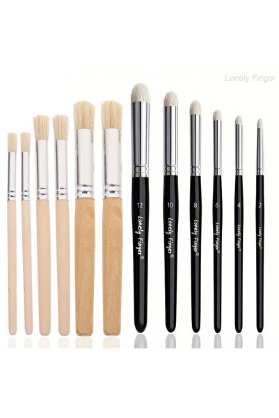 Choice8 6Hog 6Black Wool Miniature Paint Brushes Drybrush Set, Detail Paint B...