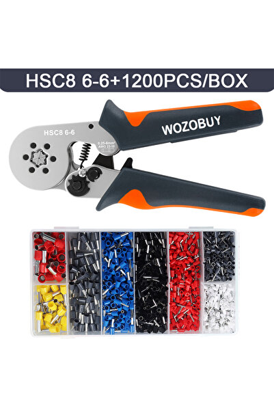 Choice4 مجموعة أدوات تجعيد أطراف الأسلاك HSC8 6-6 (1200 قطعة) - كماشة كهربائي...