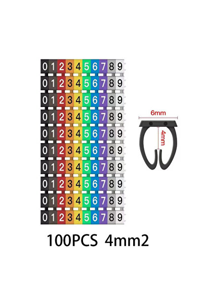 Choice3 100 قطعة من علامات الكابلات الملونة من النوع C، مقاس 4 مم، 2-0-9-100،...