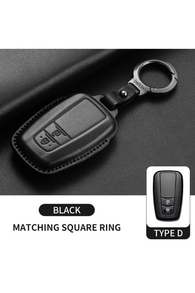 Choice4 غطاء مفتاح السيارة عن بعد من جلد الأسود الجديد D1، مناسب لسيارات تويو...