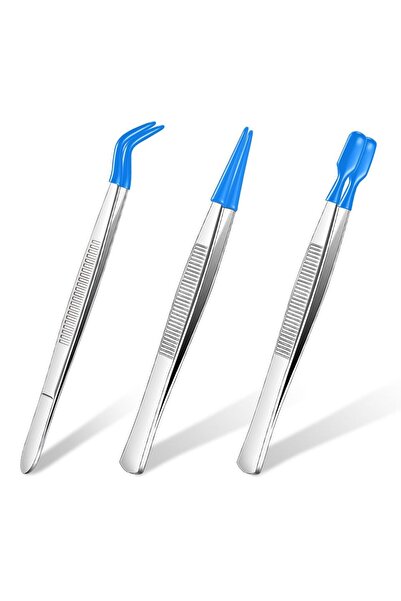 Choice4 Blue3Pcs 1/3/4 Pieces Tweezers with Tips Tweezers PVC Coated Tweezers...