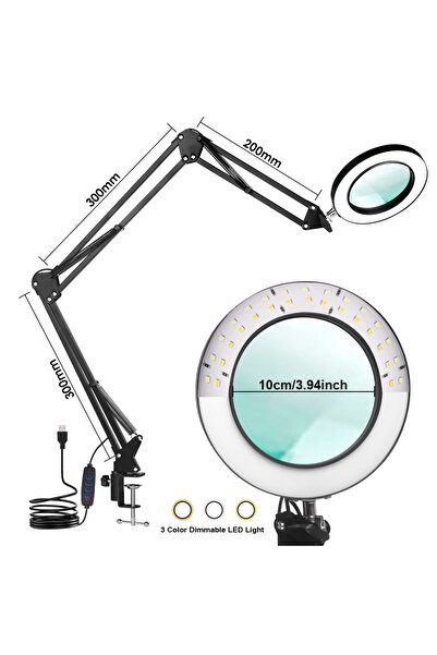 Choice9 3 segment black 72LED 8X/10X NEW Illuminated Magnifier USB 3 Colors L...