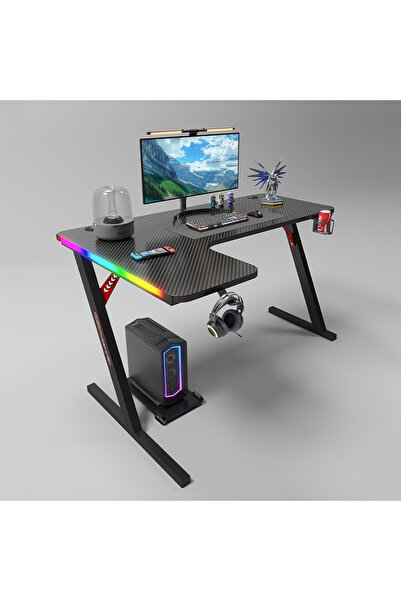 Meishida طاولة ألعاب على شكل حرف L للكمبيوتر المنزلي والمكتبي مزودة بحامل أكو...