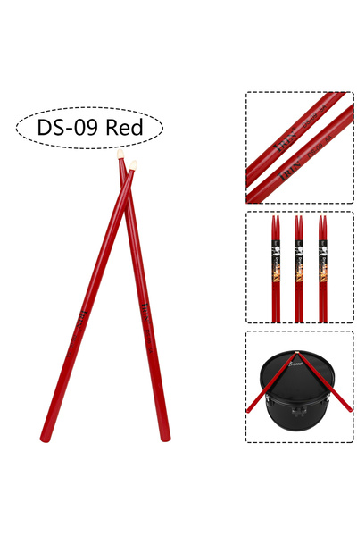 Choice14 عصي طبول DS-09 حمراء 5A مصنوعة من خشب القيقب، ومطارق طبول DS-09 متعد...