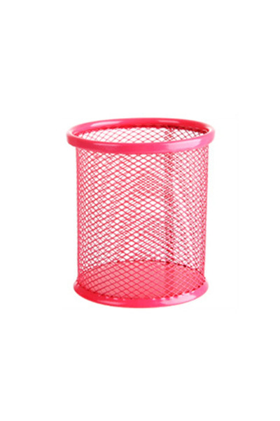 choice2 Red 1Pcs New Pencil Holder Office Desk Metal Mesh Square Pen Pot Cup ...