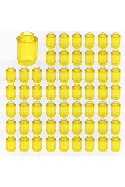 Choice12 ١٠٠ قطعة من الطوب الأصفر الشفاف، دائري الشكل، مقاس ١×١، رقم ٣٠٦٢، عل...