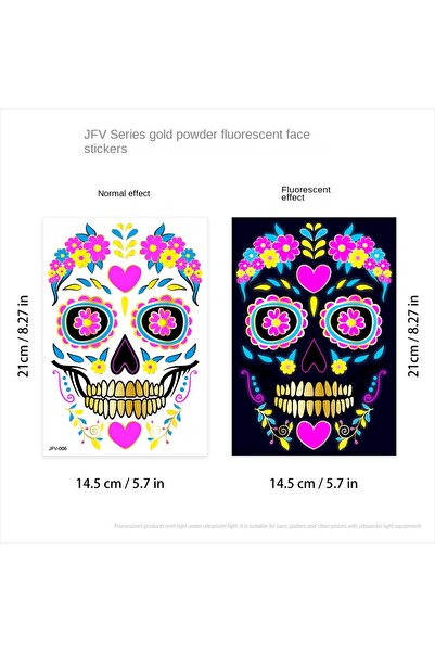 Choice1 1PC F Sticker 1/4/8pcs Fluorescent Waterproof Face Tattoo Temporary F...