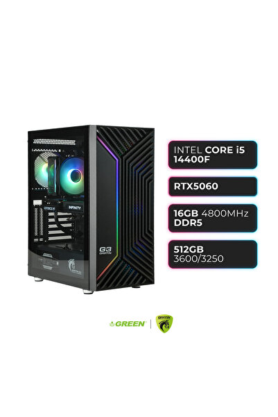 Green GRIFFIN G3 PLUS | RTX 5060 | Intel i5-14400F | 16 GB DDR5 Ram | 512GB S...