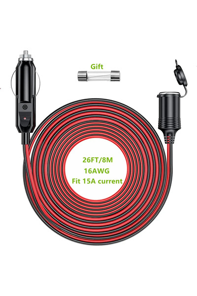 Choice8 EC-26FT-16AWG Durable Super Car Charging Power Cord Cigarette Lighter...