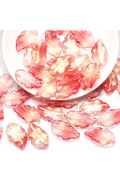 choice2 Red 20Pcs/Lot 17x28mm Glazed Crystal Glass Beads Petals Feather Shape...