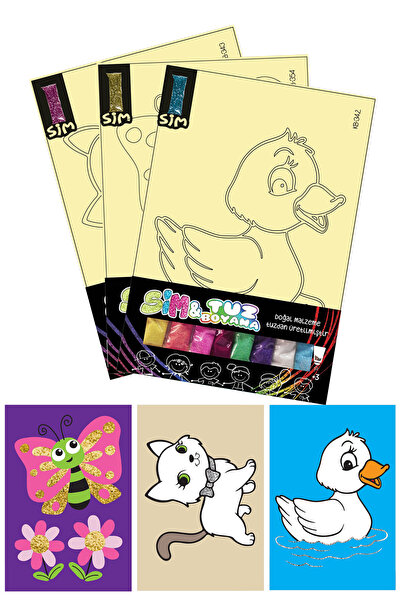 Giraffe PK Sticker Simli Tuz Boyama Oyunu 3 lü Seti -2 , Eğitici Aktivite , K...