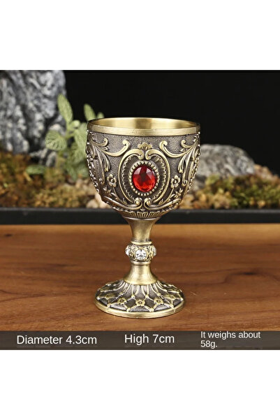 Choice4 كأس نبيذ برونزي عتيق من العصور الوسطى، محفور يدويًا، على الطراز الأور...