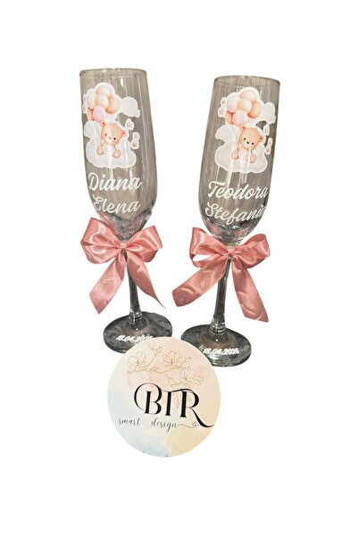 OEM Set of 2 baptism glasses with teddy bear