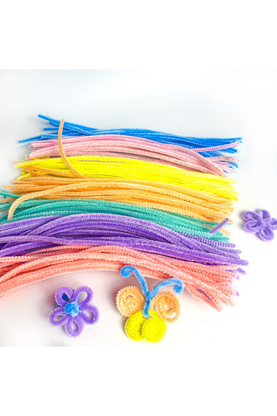 choice2 ماكرون 7 ألوان، 100 قطعة من أسلاك نسيج الشنيل الملونة، سيقان ملتوية، ...