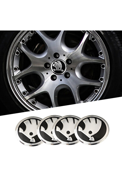 Choice3 ملصقات شعار مركزية لعجلات السيارات، فضي وأسود، 4 قطع، مقاس 56 مم، لسي...