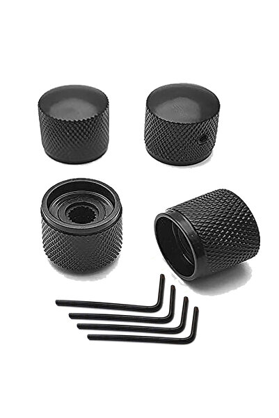 Choice1 Black 4Pcs Metal Guitar Control Knobs - Chrome/Black/Gold | Lking Hex...