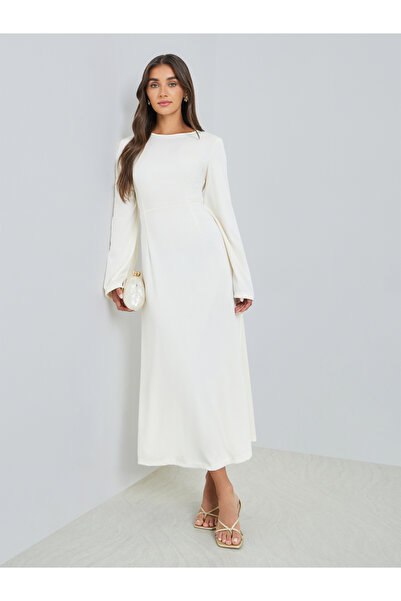 Styli Women Cream Long Sleeve Maxi Dress