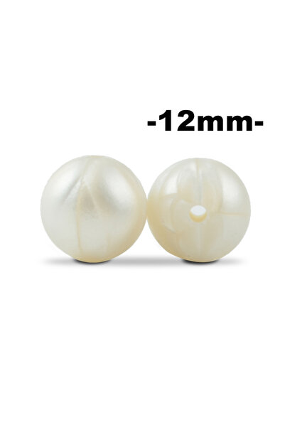 Choice19 خرز سيليكون دائري الشكل 12 مم، لون أبيض لؤلؤي، من إنتاج شركة LOFCA، ...