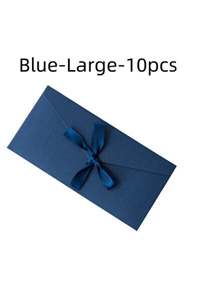 Choice18 أزرق - كبير - 10 قطع/مجموعة، ظرف ورقي لؤلؤي، فيونكة، شريط سميك، تصمي...