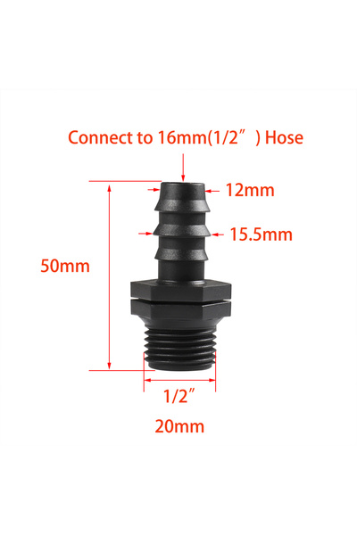 Choice6 وصلة خرطوم حديقة من 1/2 بوصة إلى 16 مم (1/2 3/4 بوصة) بخيط ذكر/أنثى إ...