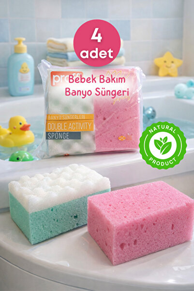 grimorlife Bebek Banyo Süngeri 4'lü Set – Çift Katmanlı Yumuşak Köpük Yapı | ...