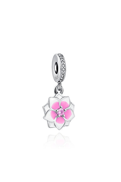 Choice27 B1774 NEW 925 Silver European Pink Cake Bag Flower Heart Dress Penda...