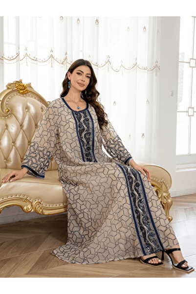 Take Two By Styli جلابيات نسائية بتصميم A-قَصّة على شكل A ذو ملمس بارز بتطريز...