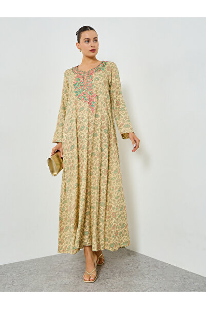 Maxim Creation By Styli All-Over Print Embroidered A-Line Jalabiya