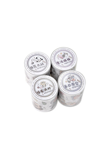 choice2 مجموعة كاملة 50 مم × 2 متر، شريط لاصق رملي لامع بتصميم قطة الحظ، كاوا...