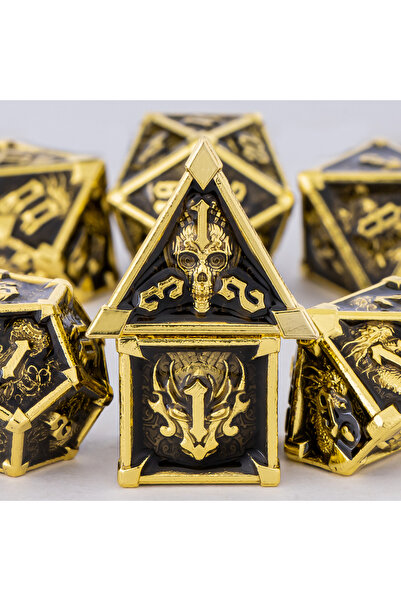Choice8 AF03 DnD Skull&Dragon Metal Dice Set, Metal Sharp Edge Dice for Dunge...