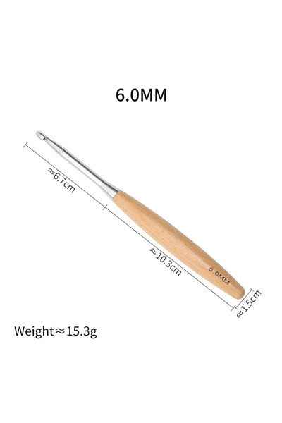Choice10 7 إبر حياكة بمقابض خشبية صلبة مقاس 3-12 مم، خطافات متعددة الأحجام، م...