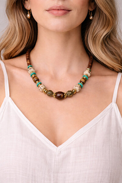 HER ŞEY NOTA www.herseynota.com Nomad Tribe – قلادة بتصميم من الحجر الطبيعي ب...