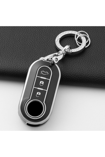 Choice4 غطاء مفتاح سيارة أسود اللون من مادة TPU قابل للطي، متوافق مع سيارات ف...