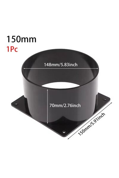 Choice3 150mm 75/100/120/150mm Black Flange Connector Square Bottom Straight ...