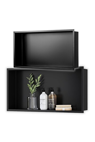 Other Recessed Matte Black Stainless Shelf 60x30x10 cm